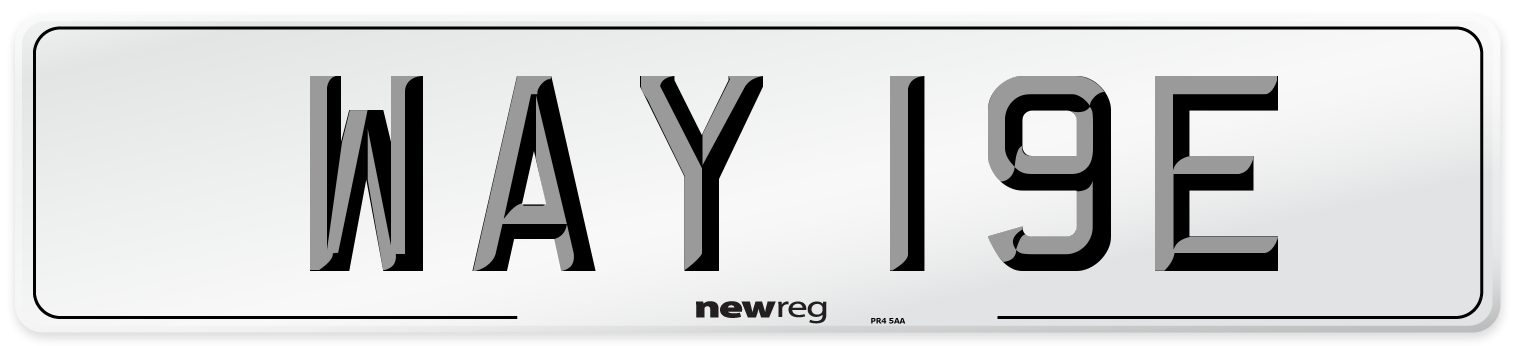 WAY 19E Number Plate from New Reg